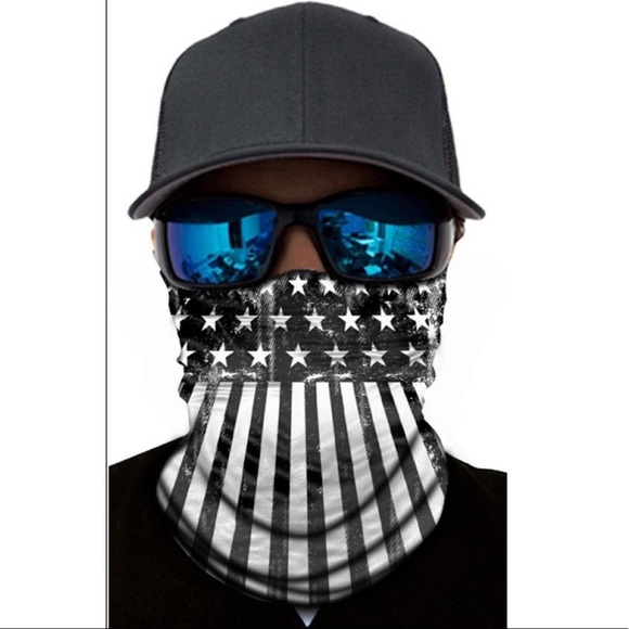 Other - Black/white American flag face shield/tube bandana